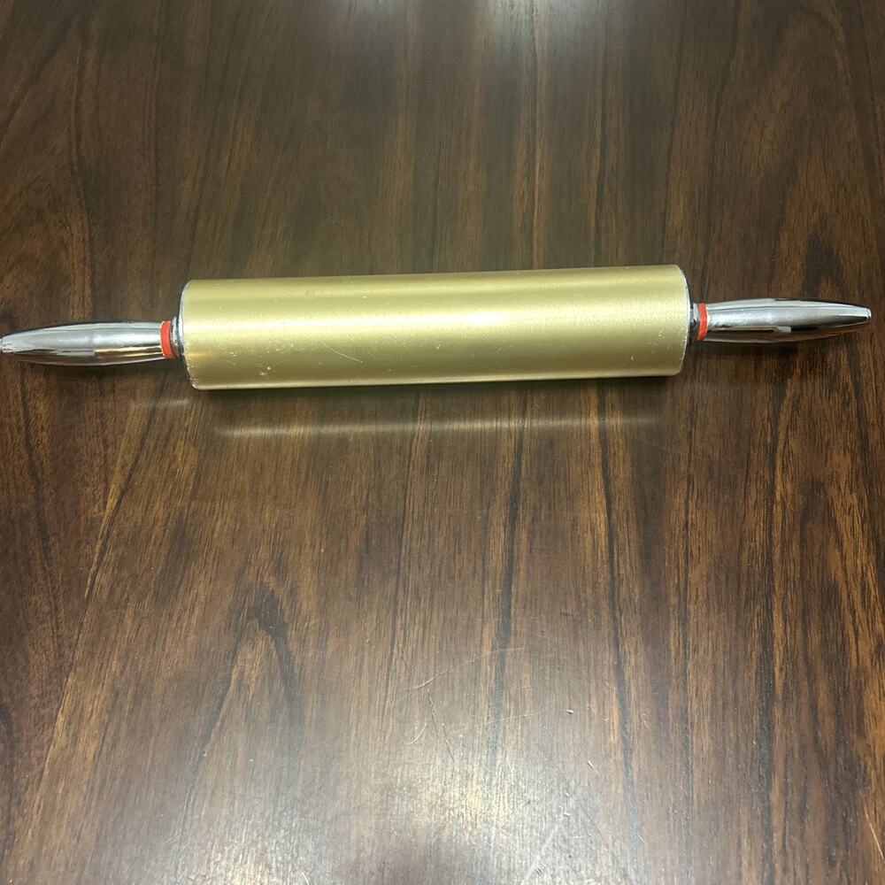 Vintage MCM Dough Rolling Pin Collectible Gold Tone